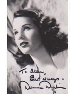 Deanna Durbin signed in person 3X5 photo