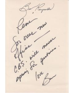 Burt Reynolds (1936-2018) personally signed note