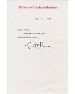 Katherine Hepburn signed letter #3