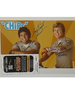 Erik Estrada & Larry Wilcox CHIPS signed 8x10 w/ JSA COA # G07