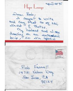 Letter written and signed by Hope Lange