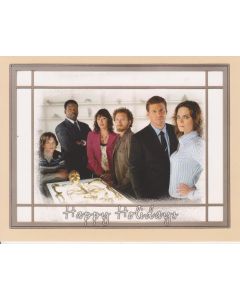 Bones holiday greeting card signed by Emily Deschanel, David Boreanaz, T.J. Thyne, Eric Millegan + 1