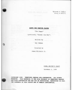 Buffy The Vampire Slayer "The Zeppo" 1998 original final writer's draft
