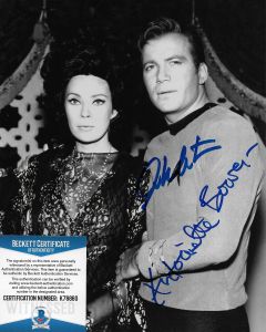 William Shatner & Antoinette Bower Star Trek TOS 8X10 w/Beckett COA