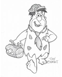 Fred Flinstone drawing print signed by artist Tony Benedict