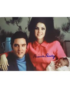 Priscilla Presley WITH LISA MARIE AND ELVIS  signed 8x10 # G06
