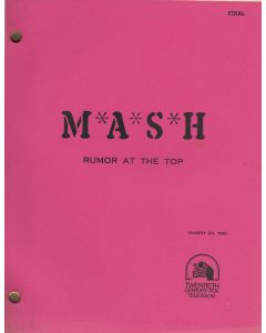 MASH "Rumor At The Top" Original Script 