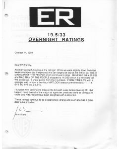 ER Original Overnight Ratings Memo 1994