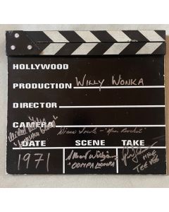 Willy Wonka SLATEBOARD signed by 3 Diane Sowle, Albert Wilkinson, Paris Themmen