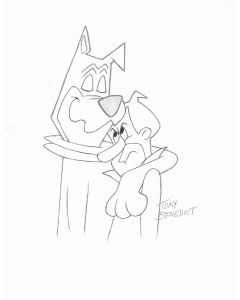 George Jetson & Astro drawing print signed by artist Tony Benedict