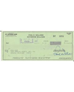 Paul Williams signed cancelled check + photo
