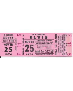 Elvis Presley original unused concert ticket 11-25-76