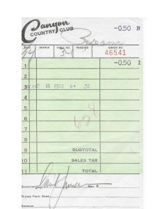 David Janssen signed in person restaurant check + photo