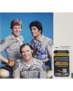 Erik Estrada, Larry Wilcox, Robert Pine ChiPS trio signed 8x10 W/jsa coa # G08