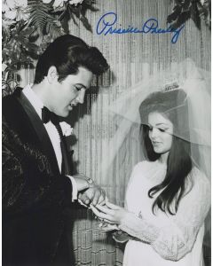 Priscilla Presley WITH ELVIS PRESLEY WEDDING DAY signed 8x10 # G15