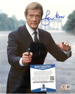 Roger Moore (1927-2017) Bond 007 8X10 w/Beckett COA #14