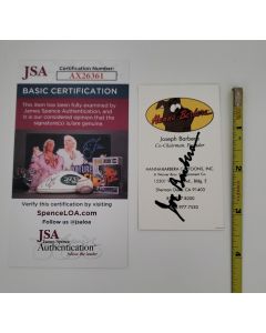 Joseph Barbera HANNA-BARBERA CARTOON signed BUSINESS CARD W/JSA # G01