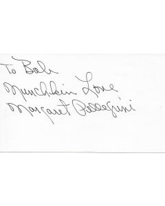Margaret Pelligrini Wizard of Oz munchkin signed album page/card (personalized to Bob)