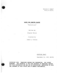 Buffy The Vampire Slayer "Revelations" 1998 original shooting script 09/24 white