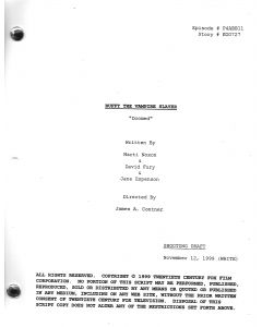 Buffy The Vampire Slayer "Doomed" 1999 original shooting draft 11/12