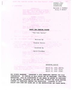 Buffy The Vampire Slayer "The Yoco Factor" 2000 original shooting script 03/13 pink