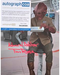 Tim Rose Star Wars ADMIRAL ACKBOR Original Autographed 8X10 w/Autograph COA